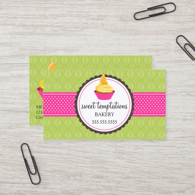 Elegant Cupcake Baking Business Card (Front/Back In Situ)
