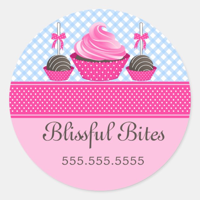 Elegant Cupcake Cake Pops Bakery Box Seals (Front)