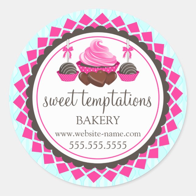Elegant Cupcake Cake Pops Chocolates Classic Round Sticker (Front)