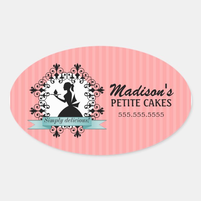 Elegant Cupcake Silhouette Bakery Box Seals (Front)