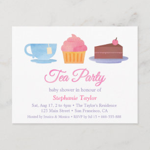 Elegant Cupcake Tea Party Baby Shower Invitations