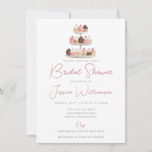 Elegant Cupcakes Watercolor Bridal Shower Invitation