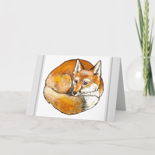 Elegant Curled Red Fox Blank All Occasion Note  Card (Front)