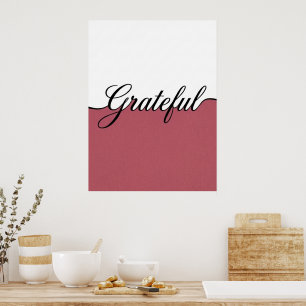 Elegant Cursive Grateful Minimalist Wall Art