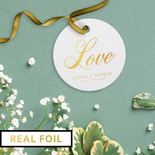 Elegant Cursive Love Wedding Foil Favour Tags