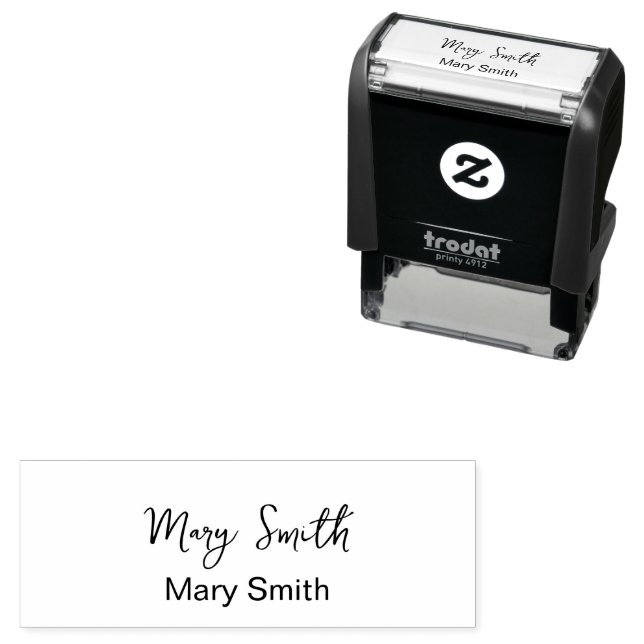 Elegant Cursive Script Signature and Printed Name Self-inking Stamp (In Situ)