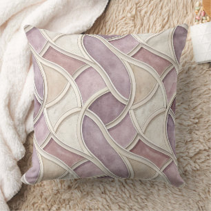 Elegant Curved in Cream and Lilac – Geometric Cushion