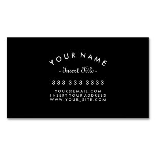 Elegant Curved Text Professional Black and White Magnetic Business Card