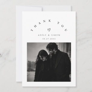 Elegant Curved Typography Wedding photo Thank You Card
