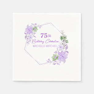 Elegant Custom 75th Birthday Lavender Floral Napkin
