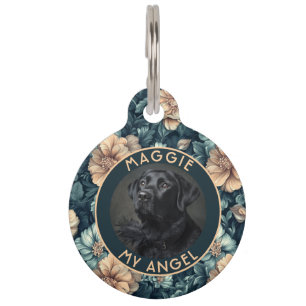 Elegant Custom Animal Lover Gift Rose Floral Pet Tag