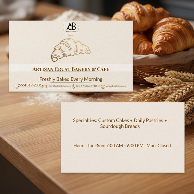 Elegant Custom Bakery Pastry & Cafe Business Card (Creator Uploaded)