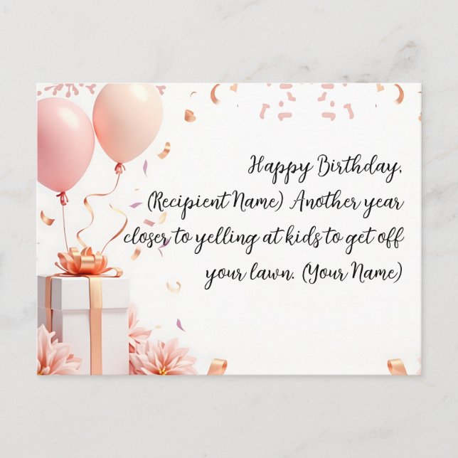 Elegant Custom Birthday Card Personalised  (Front)