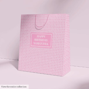 Elegant Custom Birthday Gift Bags Pink Tartan