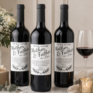 Elegant Custom Black and White In-Law Wedding Gift Wine Label