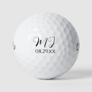 Elegant Custom Black And White Wedding Monogram Golf Balls