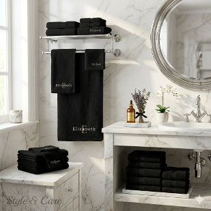 Elegant Custom Black Bath Towel Set – 3 Piece