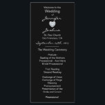 Elegant Custom Black Heart Wedding Programs Programme<br><div class="desc">Greet your guests at your wedding church ceremony with these elegant personalised programs.  DIY templates for you to edit as you wish. Black background can be chnged to any colour. Faux diamond heart to add some little sparkle.  CONTACT DESIGNER for other variations.</div>