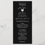 Elegant Custom Black Heart Wedding Programs Programme<br><div class="desc">Greet your guests at your wedding church ceremony with these elegant personalised programs.  DIY templates for you to edit as you wish. Black background can be chnged to any colour. Faux diamond heart to add some little sparkle.  CONTACT DESIGNER for other variations.</div>