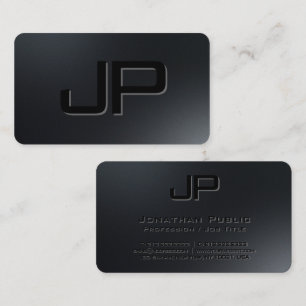 Elegant Custom Black Monogram Premium Pearl Business Card