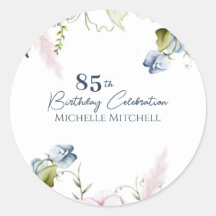 Elegant Custom Blue Pink 85th Birthday