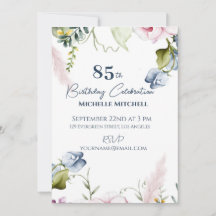 Elegant Custom Blue Pink 85th Birthday