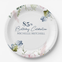 Elegant Custom Blue Pink 85th Birthday
