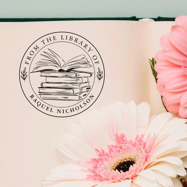 Elegant Custom Book Round Rubber Stamp (Creator Uploaded)
