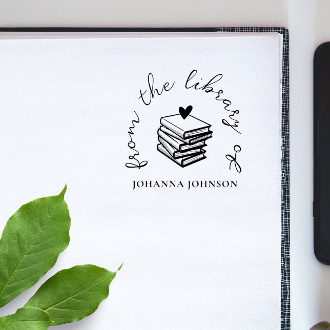Elegant Custom Books Heart From The Library Book Rubber Stamp (Creator Uploaded)
