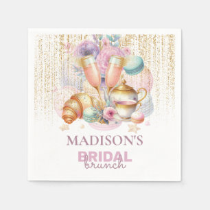 Elegant Custom Bridal Brunch Pink & Gold glitter Napkin