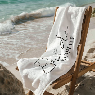 Elegant Custom Bride Name   Personalized Beach Towel