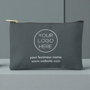 Elegant Custom Business Logo   Dark Grey Accessory Pouch