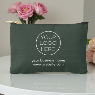 Elegant Custom Business Logo Lunar Green Accessory Pouch