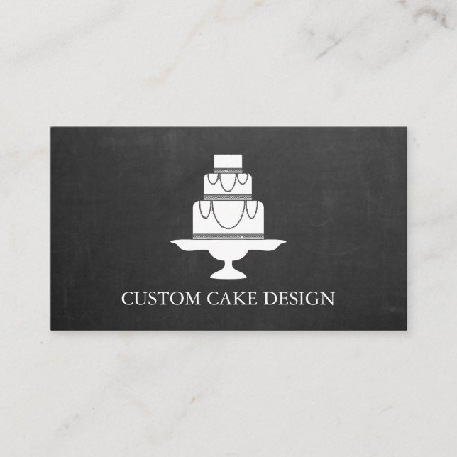 Elegant Custom Cake Design Decorating Blackboard Business Card (Front)