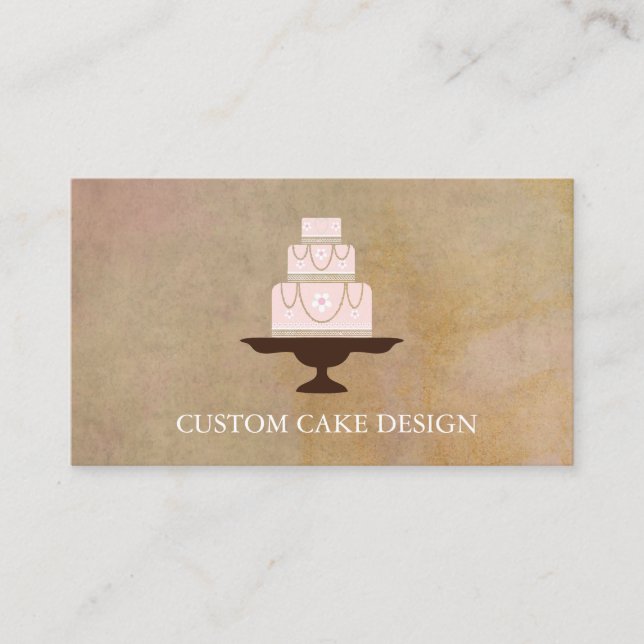 Elegant Custom Cake Design Decorating Business Car Business Card (Front)