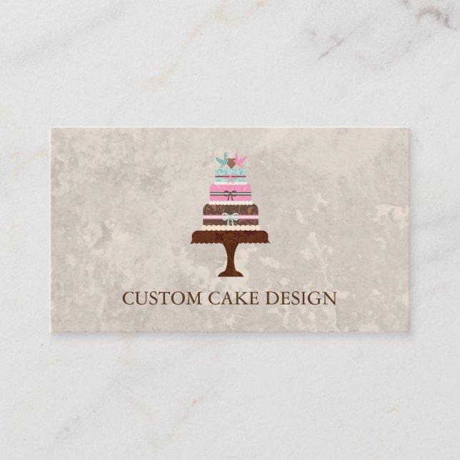 Elegant Custom Cake Design Decorating Business Car Card (Front)