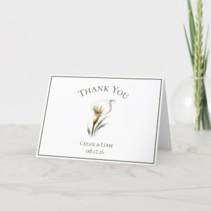 Elegant Custom Calla Lily Flower Wedding Thank You Card