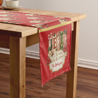 Elegant Custom Christmas Festive Red Short Table Runner