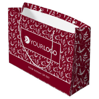 Elegant Custom Company Logo Business Burgundy Large Gift Bag