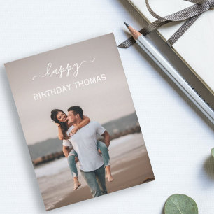 elegant custom couple photo happy birthday love card