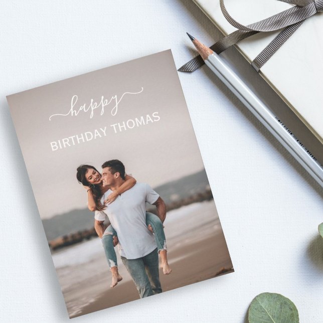 elegant custom couple photo happy birthday love card (Creator Uploaded)