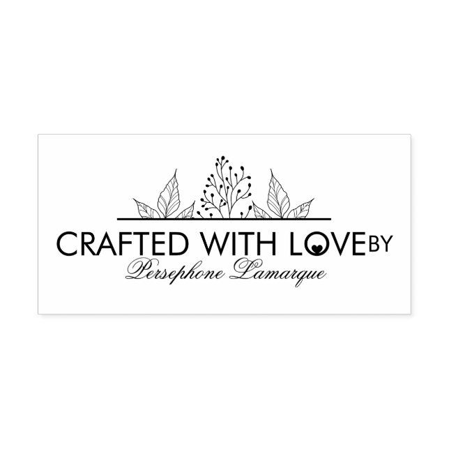 Elegant Custom Crafted with Love Self Inking Stamp (Design)