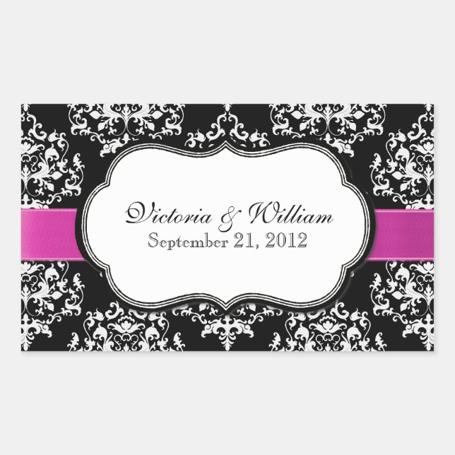 Elegant Custom Damask Wedding Sticker (Front)