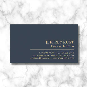 Elegant Custom Dark Blue Minimalist Professional Business Card