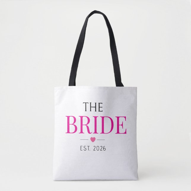 Elegant Custom Date Bride Tote Bag (Front)