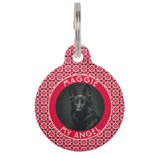 Elegant Custom Dog Dad Gift Square Pattern Pet Tag
