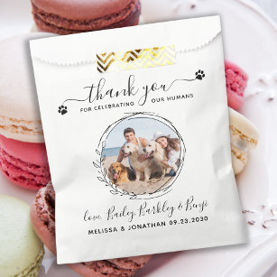 Elegant Custom Dog Photo Thank You Pet Wedding Favour Bags