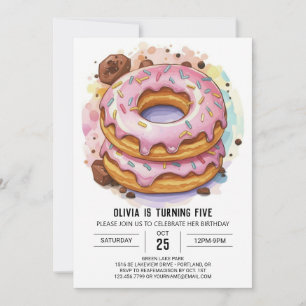 Elegant Custom Doughnuts Birthday Invitation