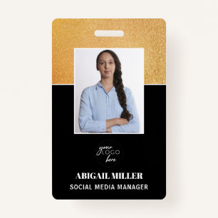 Elegant Custom Employee Photo Name & logo ID Badge
