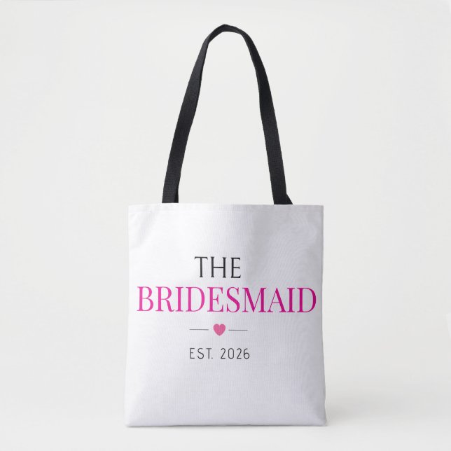 Elegant Custom Est. Date Bridesmaid Tote Bag (Front)